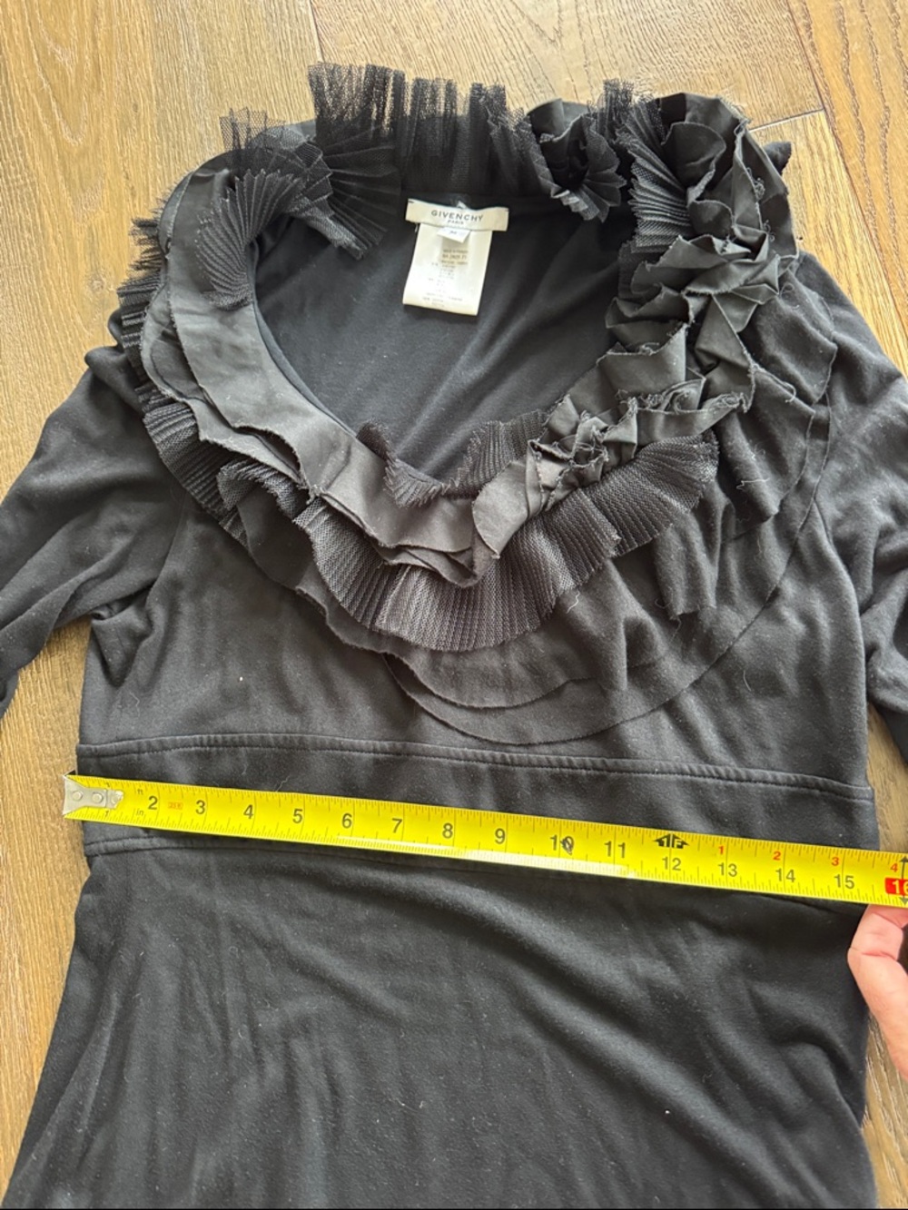 Givenchy Black Long Sleeve Ruffle-Neck Dress - Picture 5 of 6